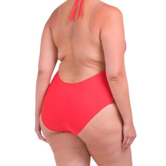 City Chic Womens Swimsuit sz 16 new nwt Tigerlilly Red Gidget OnePiece High Leg - Picture 3 of 12